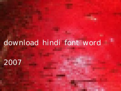 download hindi font word 2007