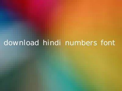 download hindi numbers font
