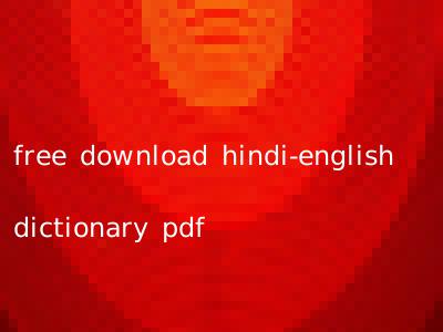 free download hindi-english dictionary pdf